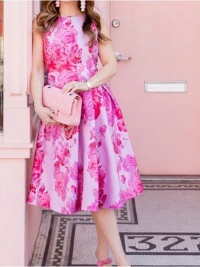WHBM pink jaquard dress size 8